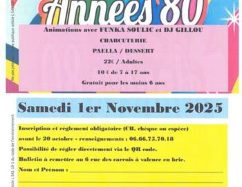 Soirée années 80 à Valence-en-Brie